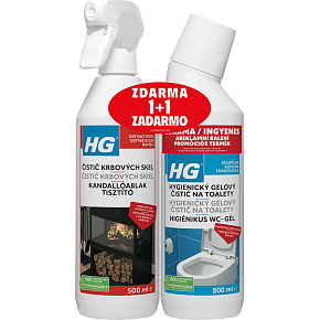 HG čistič krbového skla a skleněných dvířek krbů a kamen, 500 ml + HG hygienický gel na toalety 500 ml zdarma
