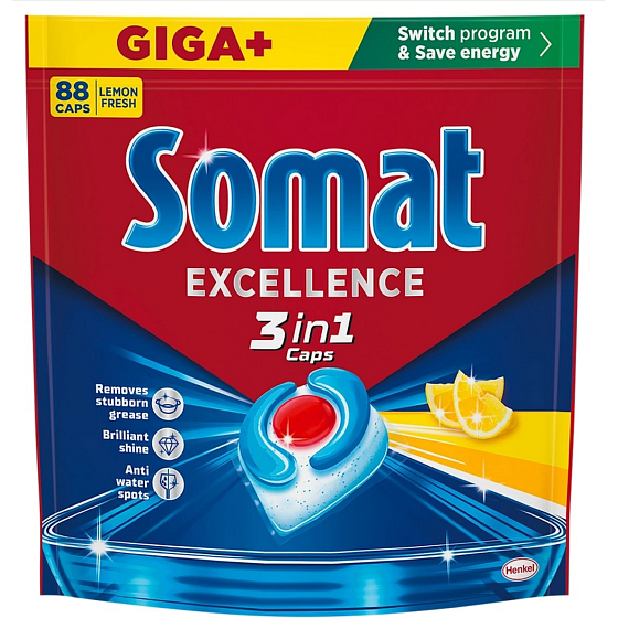 Somat Excellence 3v1 Citrón tablety do umývačky 88 ks