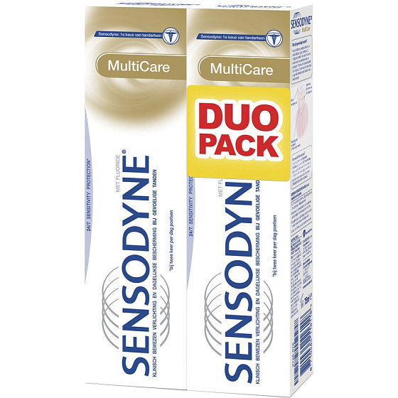 Sensodyne Multi Care zubná pasta posilňuje zuby a ďasná a odstraňuje precitlivenosť zubných krčkov 2 x 75 ml, duopack