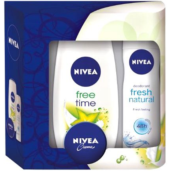 Nivea Fresh dezodorant sprej 150 ml + Free Time sprchový gel 250 ml + krém 30 ml pre ženy kozmetická sada