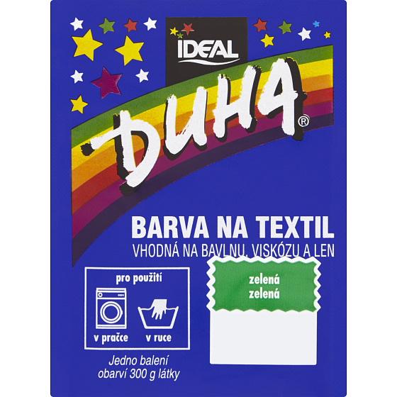 Ideal Duha zelená, farba na textil na bavlnu, viskózu a ľan, na 300 g látky, 15 g
