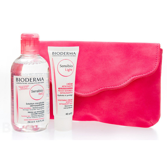 Bioderma Sensibio H2O micelárna odličovacie voda pre citlivú pleť 250 ml + Sensibio Light krém 40 ml + taštička