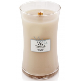 Woodwick White Honey - Biely med vonná sviečka s dreveným knôtom a viečkom sklo veľká 609,5 g