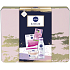 Nivea Blossom Care micelárna voda 200 ml + telové suflé 200 ml + pleťová maska 1 kus + Labello Soft Rosé balzam na pery 4,8 g + plechová krabička, kozmetická sada