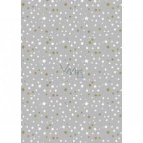 Ditipo Darčekový baliaci papier 70 x 200 cm Vianočné strieborný bielej a zlatej hviezdičky
