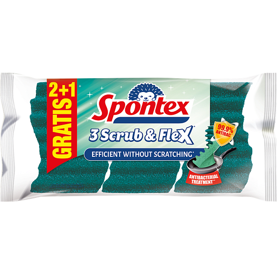 Spontex Scrub & Flex Extra flexibilná hubka na riad 3 kusy