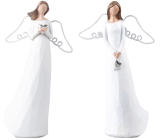 Anjel v bielych šatách s hviezdou alebo srdcom polyresin 115 x 200 mm mix druhov