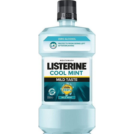 Listerine Cool Mint Mild ústna voda s esenciálnymi olejmi bez alkoholu 500 ml