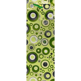 Nekupto Darčeková papierová taška na fľašu 33 x 10 x 9 cm Svetlo zelená kolieska 1 kus 055 50