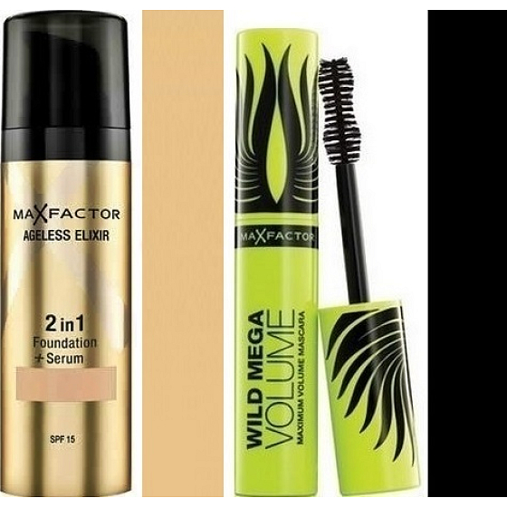 Max Factor Ageless Elixir make-up 2v1 75 Golden 30 ml + Wild Mega Volume riasenka čierna 11 ml
