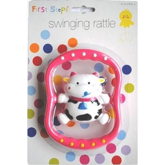 First Steps Fun Rattle hrkálka rôzne farby Kravička 1 kus