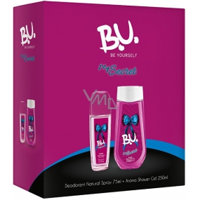 BU My Secret parfumovaný dezodorant sklo pre ženy 75 ml + sprchový gél 250 ml, kozmetická sada