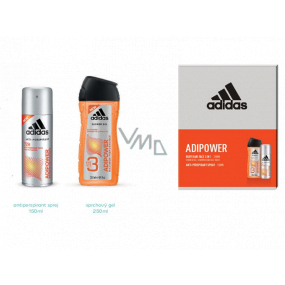 Adidas Adipower antiperspirant deodorant sprej pre mužov 150 ml + sprchový gél 250 ml, kozmetická sada