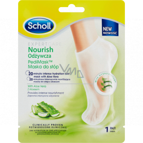 Scholl PediMask Expert Care Aloe Vera 20 minútová vyživujúce maska na nohy s aloe vera, 1 pár navliekacích ponožiek