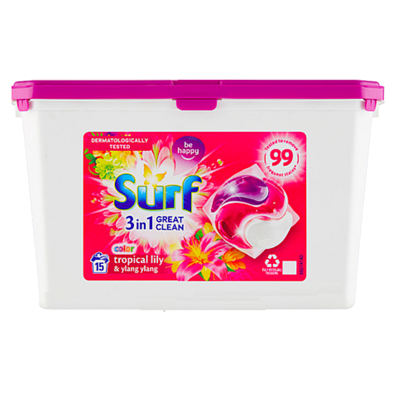 Surf Color Tropical Lily & Ylang Ylang gélové kapsule na pranie farebnej bielizne 15 dávok 318 g