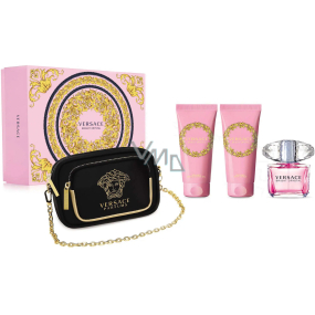 Versace Bright Crystal toaletná voda 90 ml + telové mlieko 100 ml + sprchový gél 100 ml + kabelka, darčeková sada pre ženy