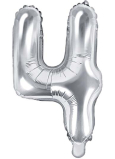 Ditipo Nafukovací fóliový balónik číslo 4 strieborný 35 cm 1 kus