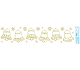 Arch Vianočná samolepka, okenná fólia bez lepidla Zlaté zvončeky s trblietkami 50 x 12 cm