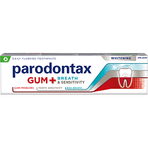 Parodontax Dásne + Dychtivosť & Citlivé Zuby Bielenie zubná pasta s fluoridom, 75 ml Parodontax Dásne + Dychtivosť & Citlivé Zuby Bielenie zubná pasta s fluoridom, 75 ml