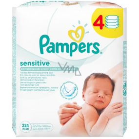 Pampers Sensitive vlhčené obrúsky pre citlivú pokožku detí 4 x 56 kusov