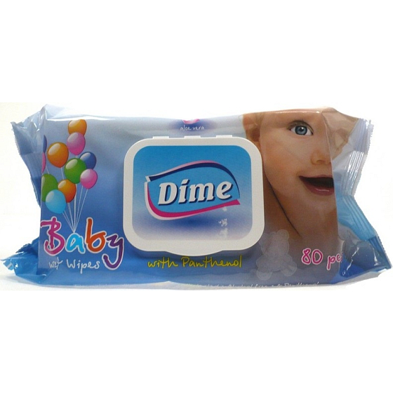 Dime Baby Wet Wipes vlhčené obrúsky s klipom 80 kusov