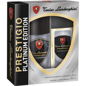 Tonino Lamborghini Prestigio Platinum Edition parfumovaný deodorant sklo pre mužov 75 ml + dezodorant sprej 150 ml, kozmetická sada