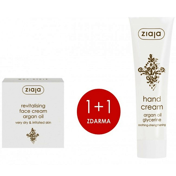 Ziaja Arganový olej upokojujúce a zjemňujúce pleťový krém 50 ml + Arganový olej krém na ruky 100 ml, duopack