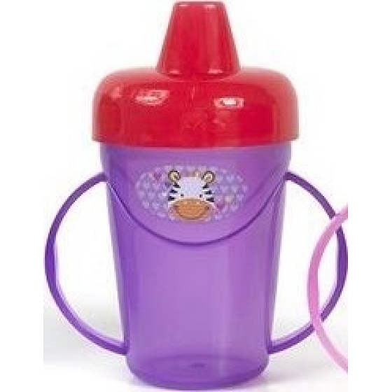 First Steps Jungle Pals 3+ hrnček s dvoma ušami fialový Zebra 236 ml