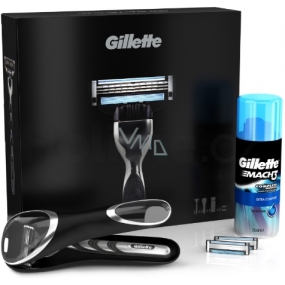 Gillette Mach3 holiaci strojček + náhradné hlavice 2 kusy + Extra comfort gél na holenie 75 ml, kozmetická sada, pre mužov