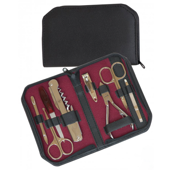 Dup Manicure Jula koženková súprava 8 kusov čierny vzor 230402-186