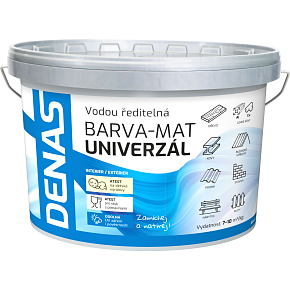DENAS UNIVERZÁL-MAT vrchná farba na drevo, kov a betón, 0100 biela, 5 kg DENAS UNIVERZÁL-MAT vrchná farba na drevo, kov a betón, 0100 biela, 5 kg