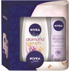 Nivea Double antiperspirant sprej 150 ml + Diamond Touch sprchový gél 250 ml + krém 30 ml pre ženy kozmetická sada
