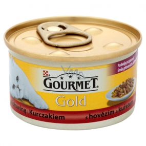 Gourmet Gold Cat Hovädzie a kurča konzerva pre dospelé mačky 85 g