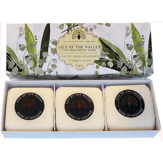 English Soap Konvalinka z údolia prírodné parfumované mydlo s bambuckým maslom 3 x 100 g