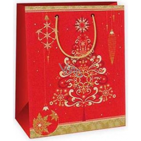 Ditipo Darčeková papierová taška 18 x 10 x 22,7 cm červená stromček C
