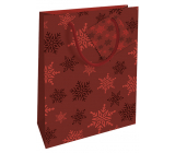 Nekupto Darčeková papierová taška 14 x 11 x 6,5 cm Vianočná červená vločky WBS 1918 30