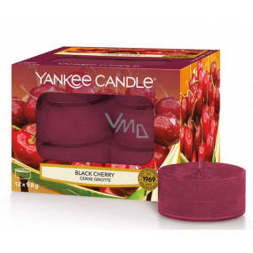 Yankee Candle Black Cherry - Čajová sviečka s vôňou zrelej čerešne 12 x 9,8 g