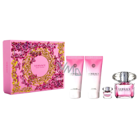 Versace Bright Crystal toaletná voda 90 ml + telové mlieko 100 ml + sprchový gél 100 ml + toaletná voda 5 ml miniatúra, darčeková sada pre ženy