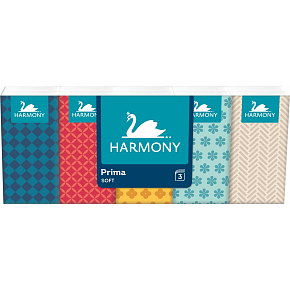Harmony Prima 3vrstvé papierové vreckovky, 10 × 10 ks