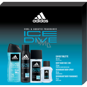 Adidas Ice Dive toaletná voda 50 ml + parfumovaný dezodorant 75 ml + sprchový gél 250 ml + dezodorant v spreji 150 ml, darčeková sada pre mužov