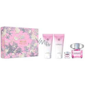 Versace Bright Crystal Pour Femme toaletná voda 90 ml + telové mlieko 100 ml + sprchový gél 100 ml + toaletná voda 5 ml miniatura, darčeková sada pre ženy
