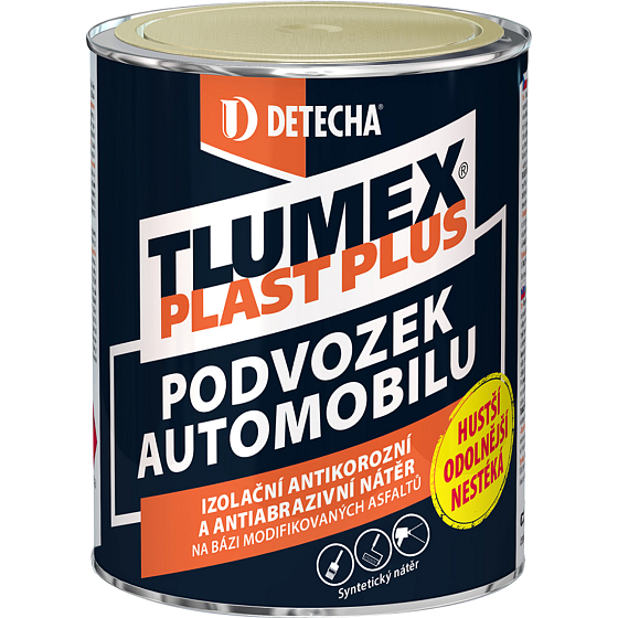 Tlumex Plast Plus antikorózna farba na auto a podvozok, čierna, 0,9 kg