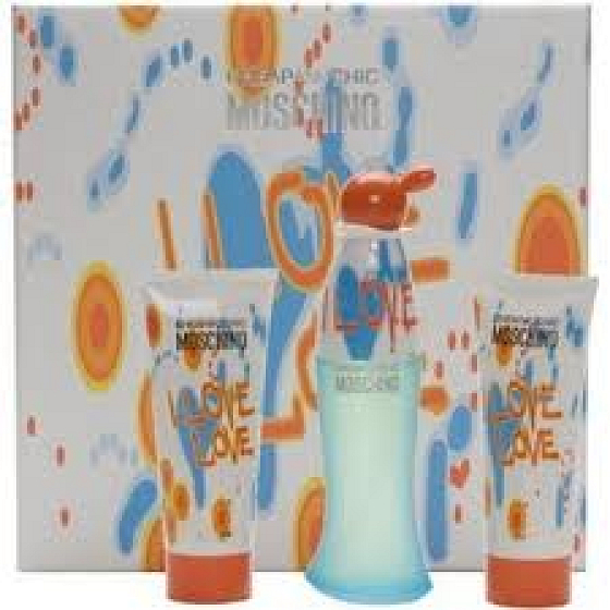 Moschino I Love Love toaletná voda 100 ml + telové mlieko 100 ml + sprchový gél 100 ml, pre ženy darčeková sada