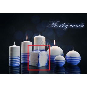 Lima Aromatická špirála Morský vánok sviečka bielo - modrá kocka 65 x 65 mm 1 kus