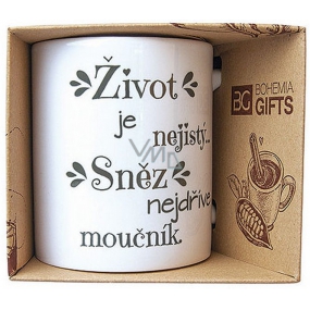 Bohemia Gifts Keramický hrnček s potlačou Život je neistý. Zjedz najprv múčnik 350 ml