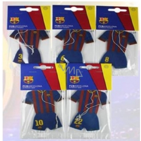 FC Barcelona aromatická vonná karta do auta v tvare oblečení hráčov klubu
