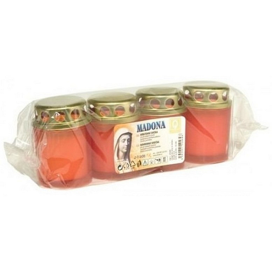 Madona Cintorínska sviečka bedronka lisovaná červená 15 hodín 4 x 55 g