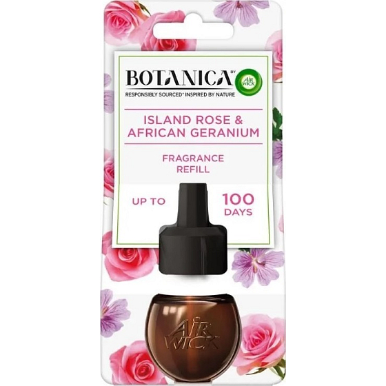 Air Wick Botanica Exotická ruža a africká pelargónia elektrický osviežovač náhradná náplň 19 ml