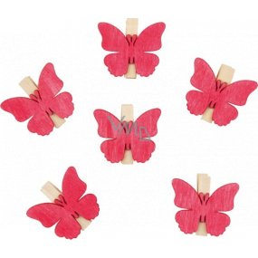 Drevené motýle so špendlíkom ružové 4 cm 6 kusov