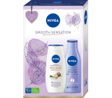 Nivea Smooth Sensation krémové tělové mléko 250 ml + Shea Butter sprchový gel s přírodním rostlinným olejem 250 ml, kosmetická sada pro ženy